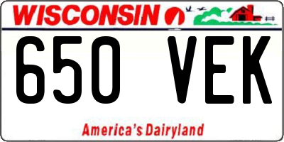 WI license plate 650VEK