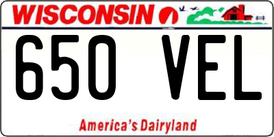 WI license plate 650VEL