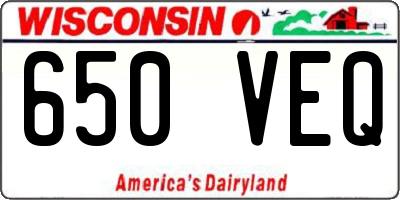 WI license plate 650VEQ