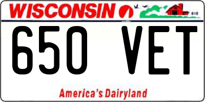 WI license plate 650VET