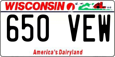 WI license plate 650VEW