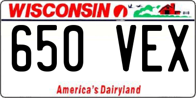 WI license plate 650VEX