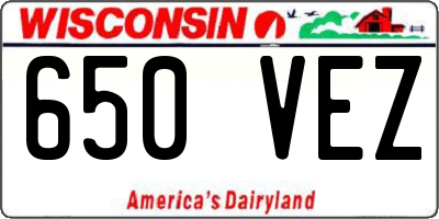 WI license plate 650VEZ
