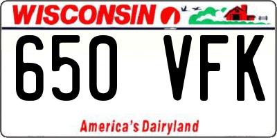 WI license plate 650VFK