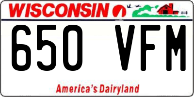 WI license plate 650VFM