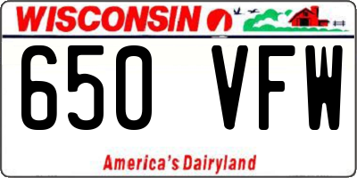 WI license plate 650VFW