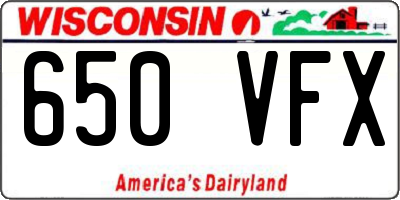 WI license plate 650VFX