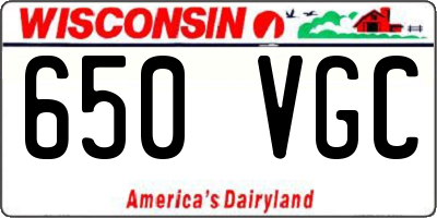 WI license plate 650VGC