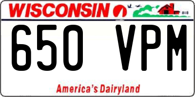 WI license plate 650VPM