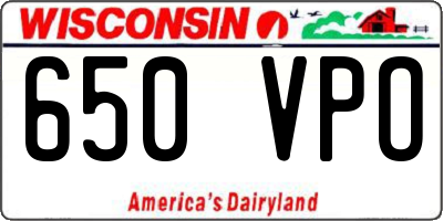 WI license plate 650VPO
