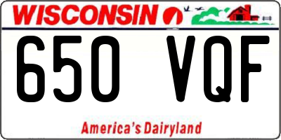 WI license plate 650VQF