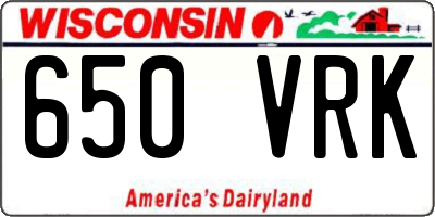 WI license plate 650VRK