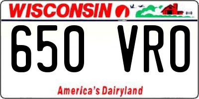WI license plate 650VRO