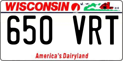 WI license plate 650VRT