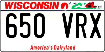 WI license plate 650VRX