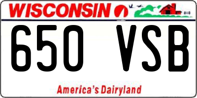 WI license plate 650VSB