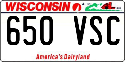 WI license plate 650VSC