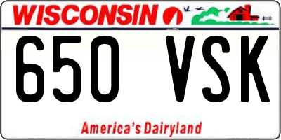WI license plate 650VSK