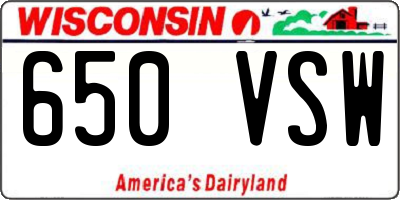 WI license plate 650VSW