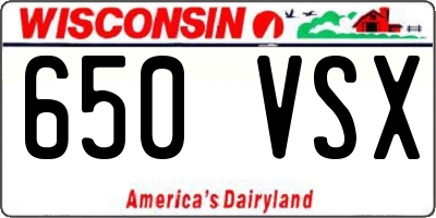 WI license plate 650VSX
