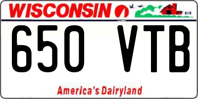 WI license plate 650VTB