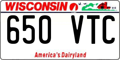 WI license plate 650VTC