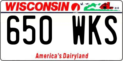 WI license plate 650WKS