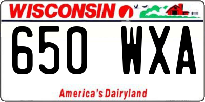 WI license plate 650WXA