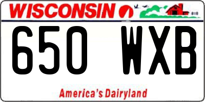 WI license plate 650WXB