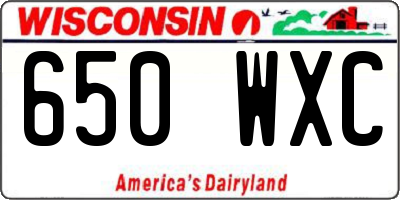 WI license plate 650WXC