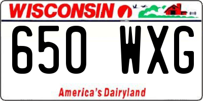 WI license plate 650WXG