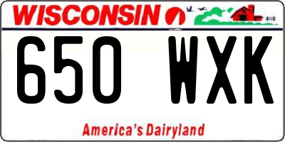 WI license plate 650WXK