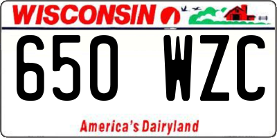 WI license plate 650WZC