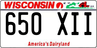 WI license plate 650XII