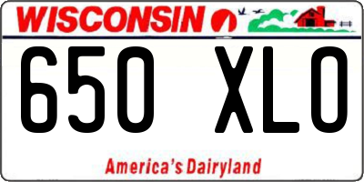 WI license plate 650XLO