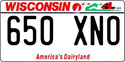 WI license plate 650XNO
