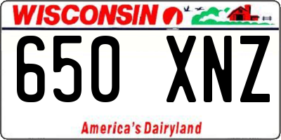 WI license plate 650XNZ