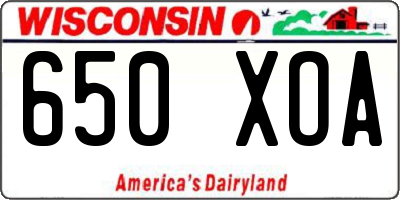 WI license plate 650XOA