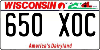 WI license plate 650XOC