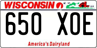 WI license plate 650XOE