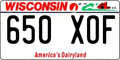WI license plate 650XOF