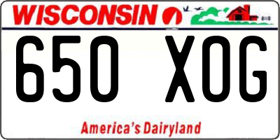 WI license plate 650XOG