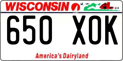 WI license plate 650XOK