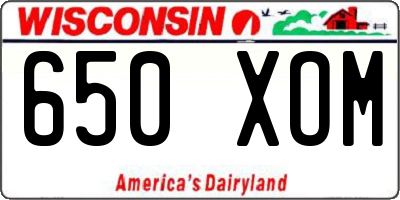 WI license plate 650XOM