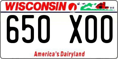 WI license plate 650XOO