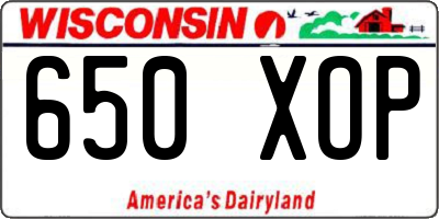 WI license plate 650XOP
