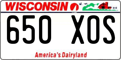 WI license plate 650XOS