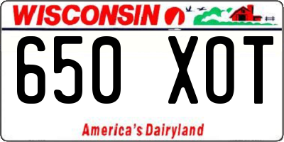WI license plate 650XOT