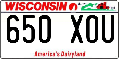 WI license plate 650XOU