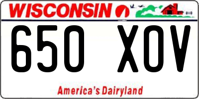 WI license plate 650XOV